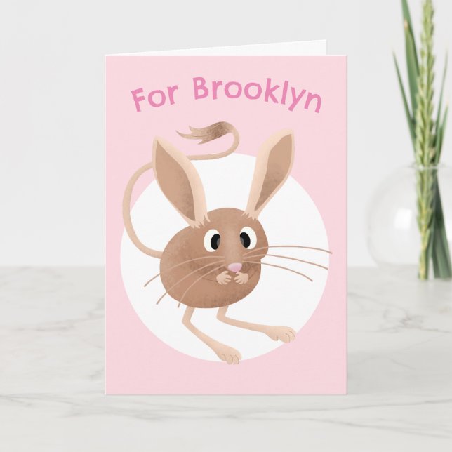 Cartão Cartoon personalizado de aniversário do jerboa fof (Frente)