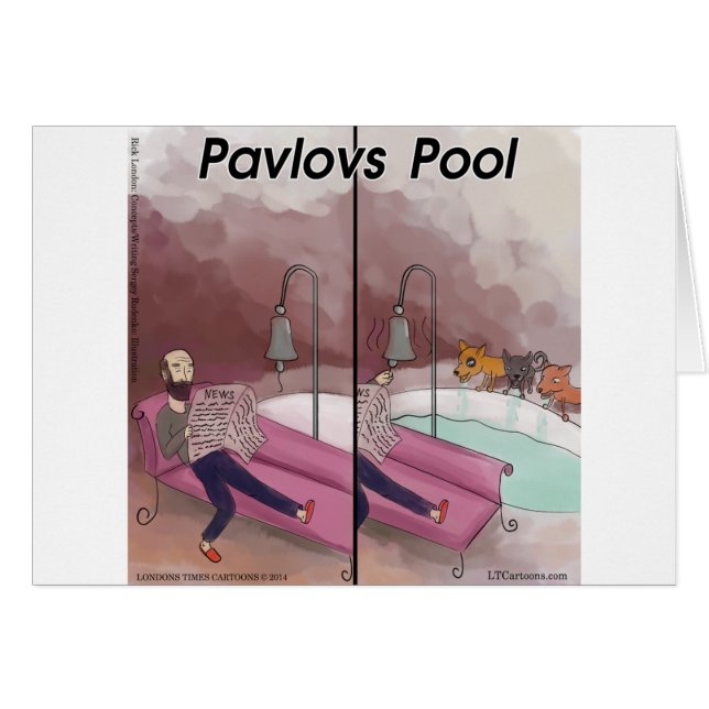 Cartão Cartoon Piscina Engraçado de Pavlov (Frente Horizontal)