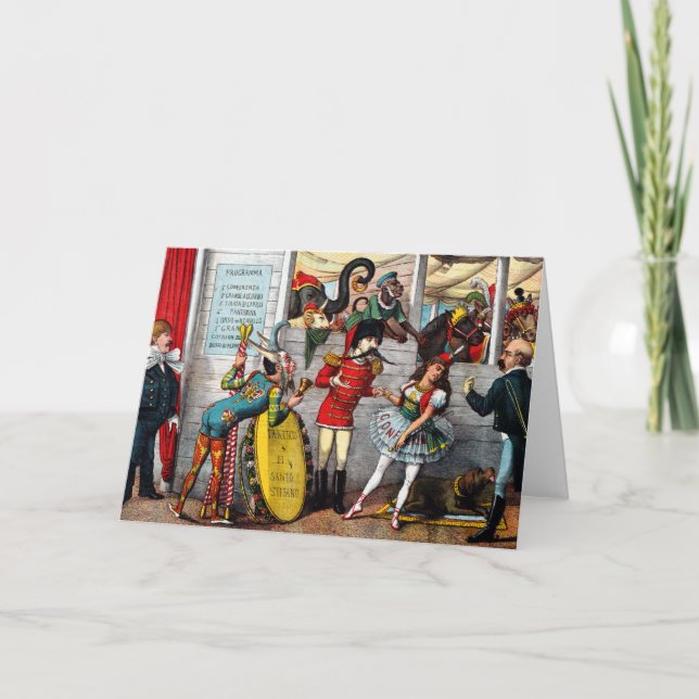 Cartão Cartoon Político Italiano De Artistas De Circo (Frente)