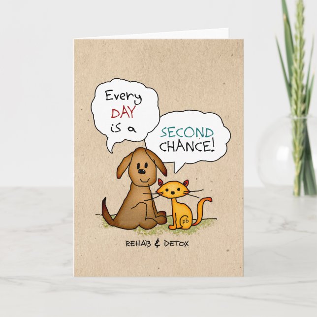 Cartão Cartoon Rehab & Detox: Recuperação Sobriety Drug F (Frente)