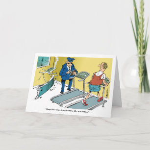 Cartão Cartoon treadmill accident during exercise