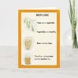 Cartão Cartum de aniversário engraçado: Lógica da cerveja