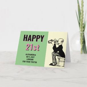 Cartão Cartum Retro Personalizado com Engraçado aniversár