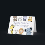 Cartão Cartuns de animais divertidos da neta de aniversár<br><div class="desc">Bons animais de aquarela para o seu neto especial,  que virou o seu mundo de cabeça para baixo com felicidade</div>