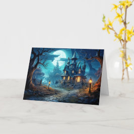 Cartão Casa Assombrada Antiga | Feliz Dia das Bruxas