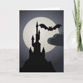 Cartão Casa Assombrada de Spooky Halloween em Hill