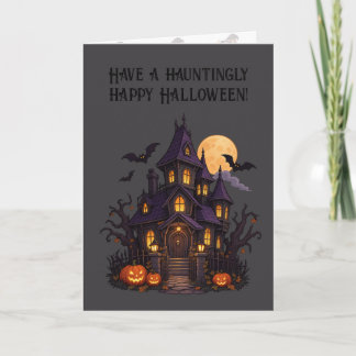 Cartão Casa Assombrada – Design de Halloween 🎃