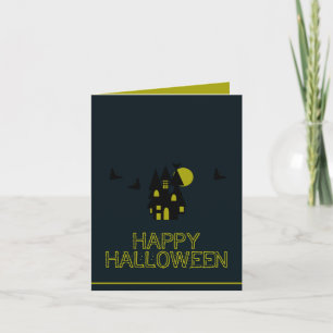 Cartão Casa Assombrada, Feliz Halloween