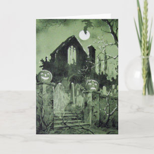 Cartão Casa Assombrada Jack O' Lantern Morcego Fantasma
