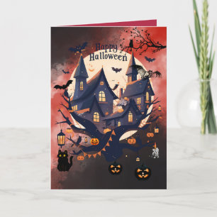 Cartão Casa Assombrada Personalizada de Halloween Assusta