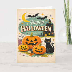 Cartão Casa Assombrada Retro Vintage Halloween