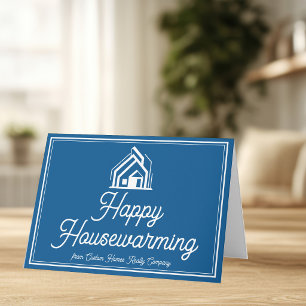 Cartão Casa Azul Feliz Personalizada de Imóveis