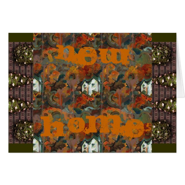 Cartão Casa Branca e Árvores do outono (Frente Horizontal)