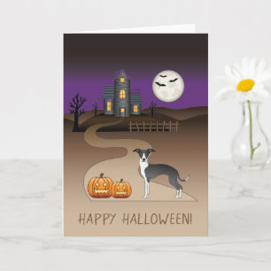 Cartão Casa Branca E Gaivota Negra E Halloween