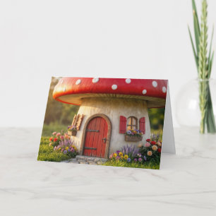 Cartão Casa Cogumelo de Aniversário