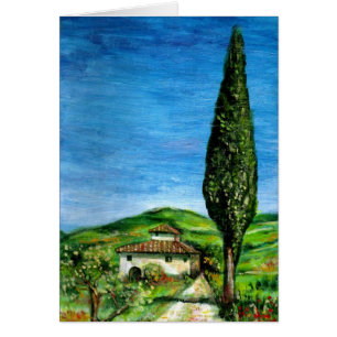 Cartão Casa da fazenda antiga na Toscana