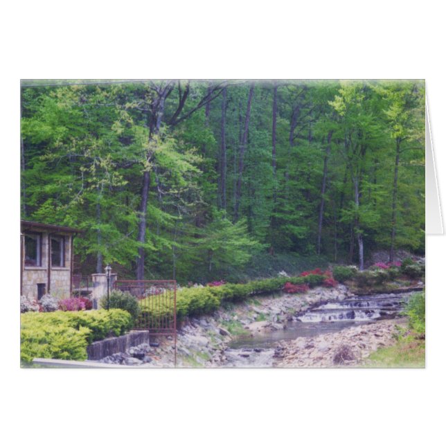 Cartão Casa de campo da porta, primavera (Frente Horizontal)