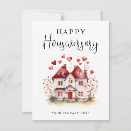 Cartão Casa de Coração em Aquarela Feliz Aniversário de C