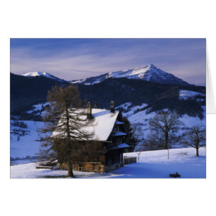 Cartão Casa de fazenda e Monte Rigi e Pilatus,