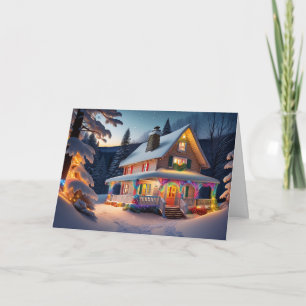 Cartão Casa de Férias de Natal Maravilhosamente Decorada