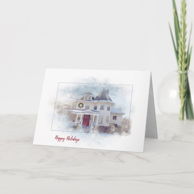 Cartão Casa de Natal vitoriana (Frente)