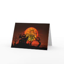 Casa e lua assombradas o Dia das Bruxas felizes