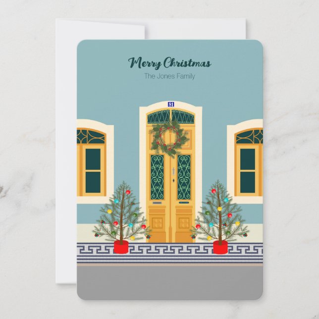 Cartão Casa festiva de Natal (Frente)