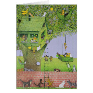 Cartão Casa na árvore do gato