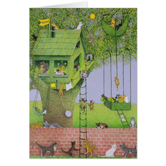 Cartão Casa na árvore do gato (Frente)