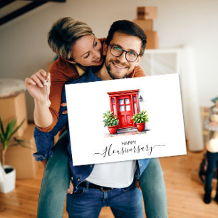 Cartão Casa Vermelha Fofa aniversário da casa indicação d