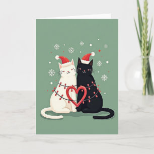 Cartão Casais de Gatos Feliz Natal