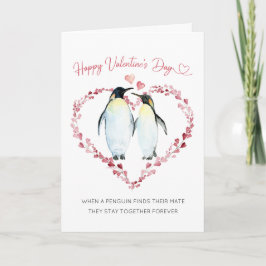 Cartão Casais Pinguins Juntos Para Dia de os namorados Nu