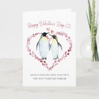 Cartão Casais Pinguins Juntos Para Dia de os namorados Nu