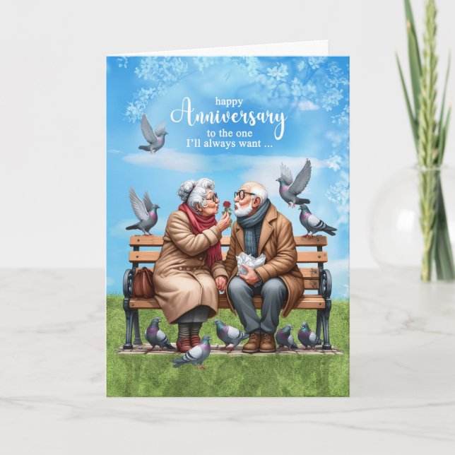 Cartão Casal antigo do Cônjuge em um aniversário de casam (Frente)