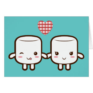 Cartão Casal bonito do Marshmallow