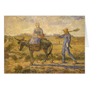 Cartão Casal camponês indo para o trabalho de Vincent van