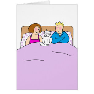 Cartão Casal com Gato de Cartoon Ameaçado