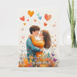 Cartão Casal de abraço e Dia de os namorados de coração b