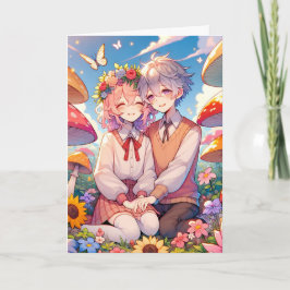 Cartão Casal de animação de Fofinho bonito | Amo Você Boo