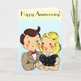 Cartão Casal de Aniversário Vintage
