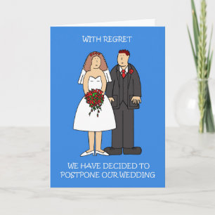 Cartão Casal de Cartoon de Adiamento de Casamento.