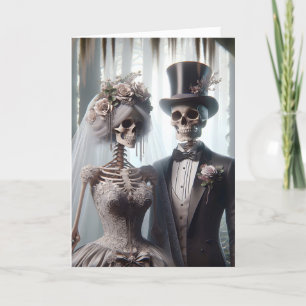 Cartão Casal De Casamento De Halloween Na Floresta Spooky