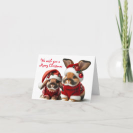 Cartão Casal de Coelhos de Natal