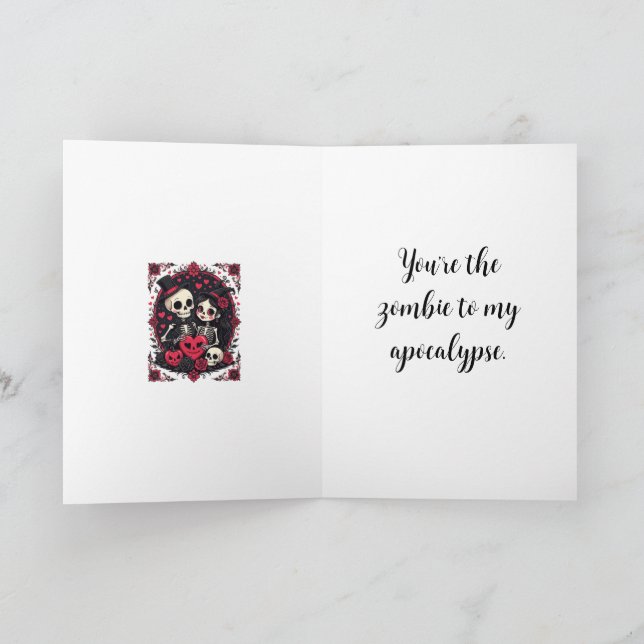 Cartão Casal de Esqueletos Apaixonados pelo Valloween (Interior)