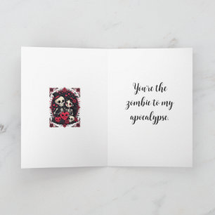 Cartão Casal de Esqueletos que Amam o Halloween