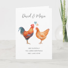 Cartão Casal de frango bonito te ama para sempre