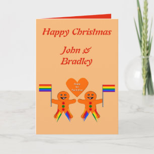 Cartão Casal de Gengibre de Natal Gay Personalizado
