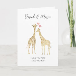 Cartão Casal de Girafas Fofas Amor por Você Mais Citação