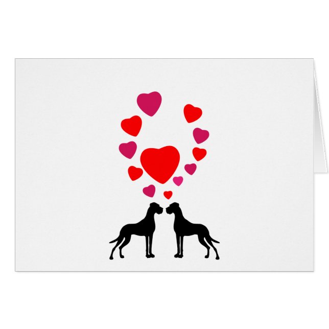 Cartão Casal de Great Dane Amor (Frente Horizontal)
