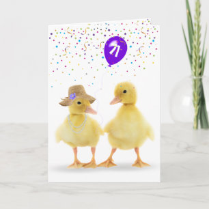 Cartão Casal De Pato Bonito Com Balão De Aniversário De 7